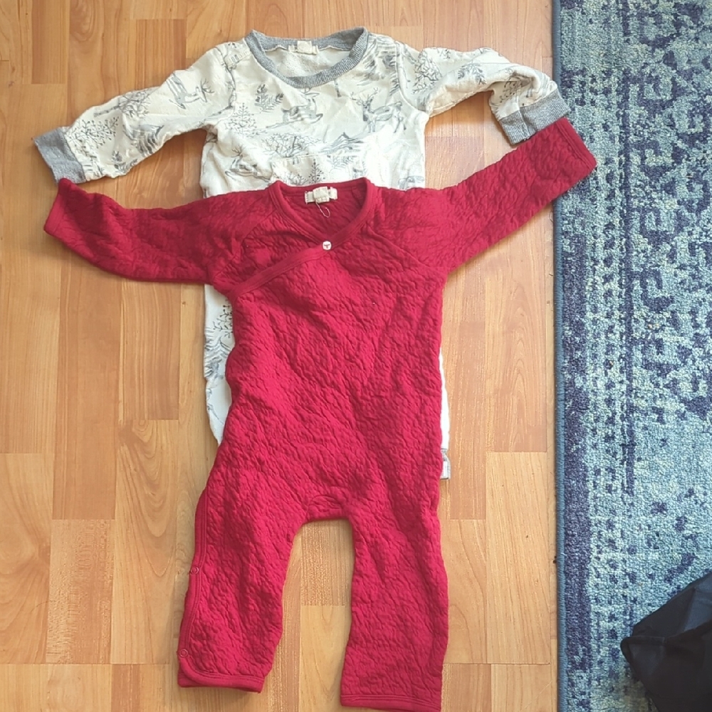 Burt's Bees Red and Gray Kids Footies